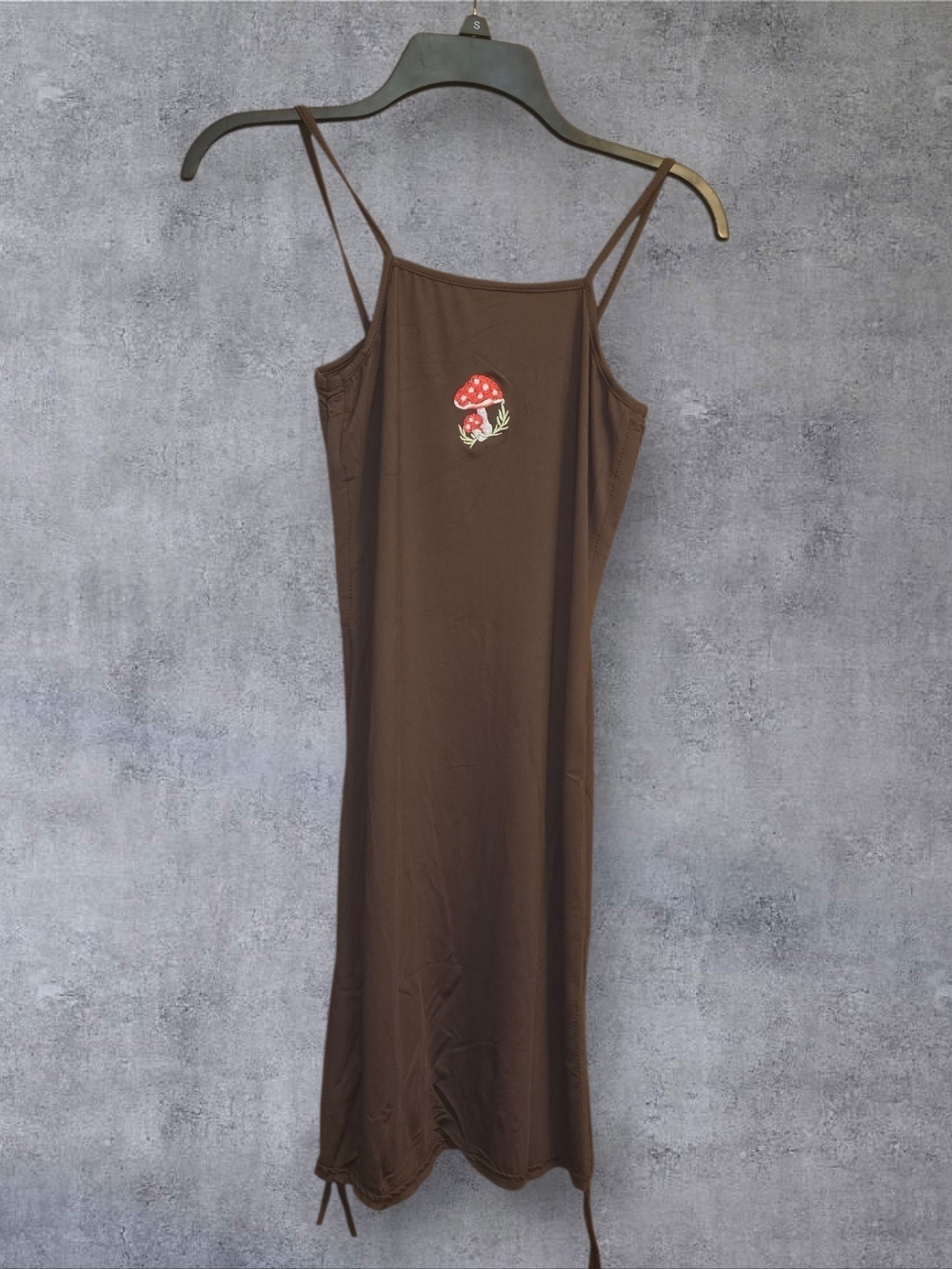 Brown Mushroom Embroidered Slip Dress - Womens